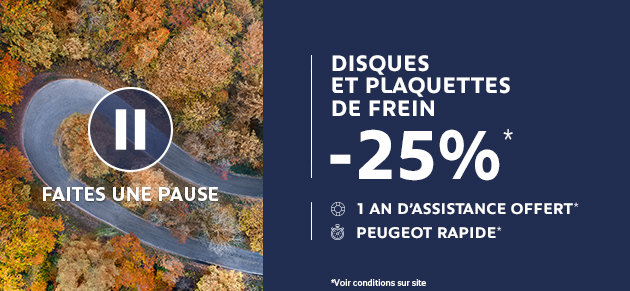 Faites une pause : Disques et Plaquettes de frein -25%